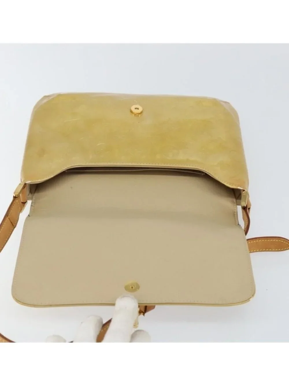 Authentic LOUIS VUITTON Monogram Vernis Thompson Street Bag Beige M91301 LV